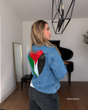 Palestine Heart - Painted Denim Jacket