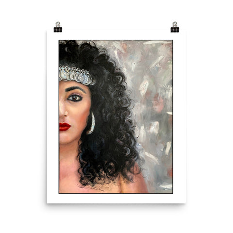 Portrait painting, printed poster, printed portrait painting, printed portrait poster, archival paper, palestinian woman, palestinian heritage, portrait and figure painting, alla prima, portrait impressionism, modern art, house art, wall art, cool art prints, cool art, emerging artist